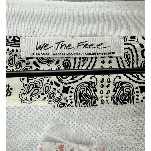 Free People Fall For You Waffle Weave Slouchy Henley Women’s Size XS Ivory NEW - Picture 8 of 11